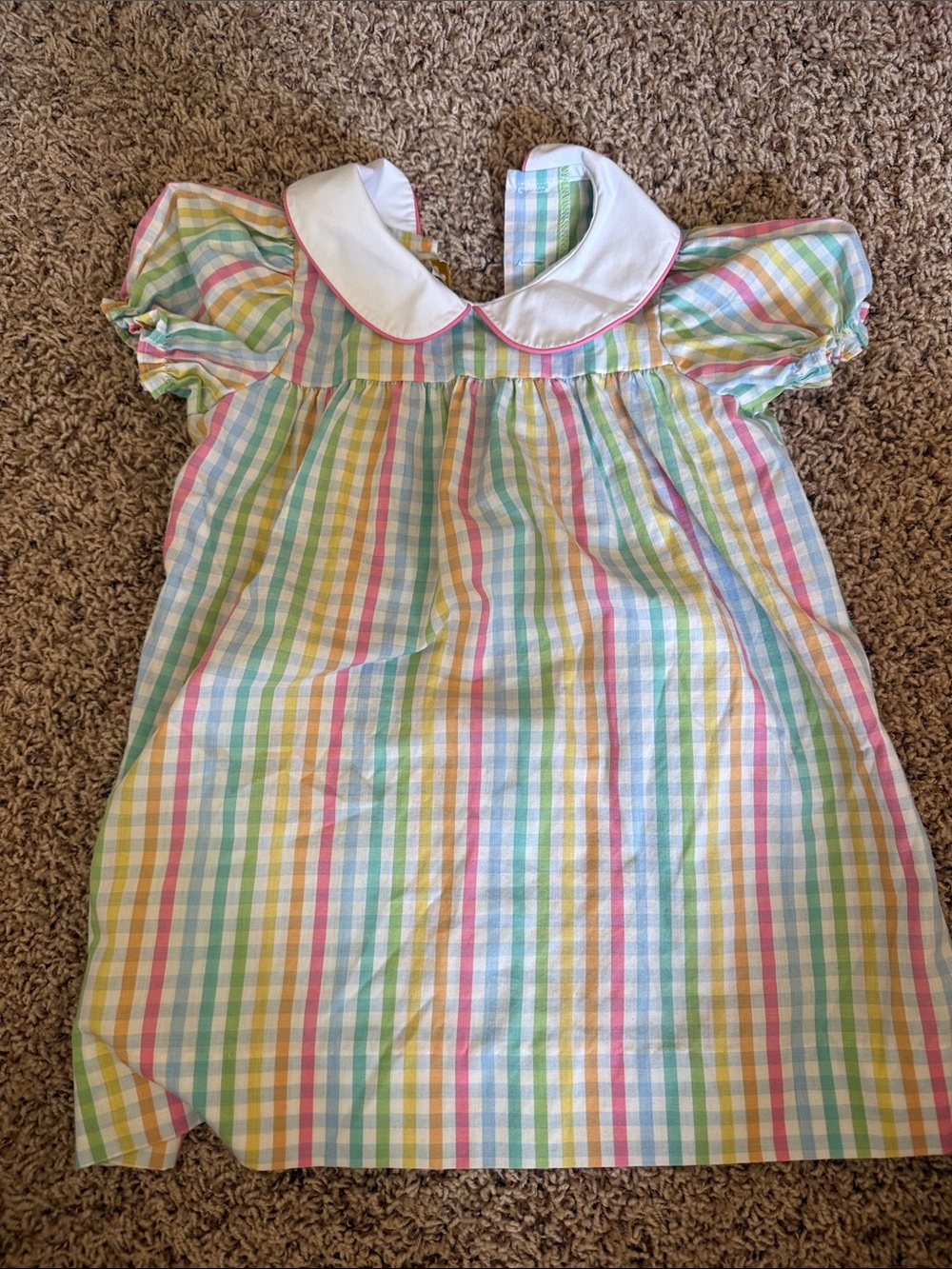 The Beaufort Bonnet Company Pastel Gingham dress with Peter Pan Collar